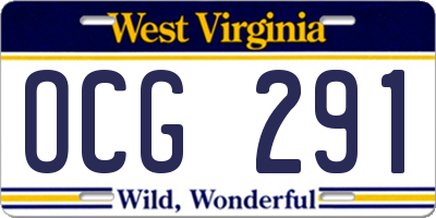 WV license plate OCG291
