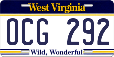 WV license plate OCG292