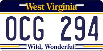 WV license plate OCG294