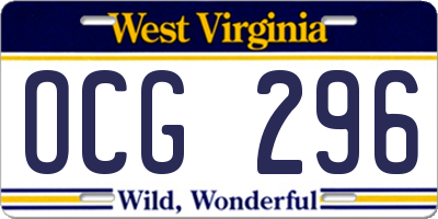 WV license plate OCG296