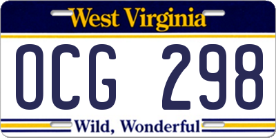 WV license plate OCG298