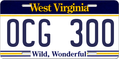 WV license plate OCG300
