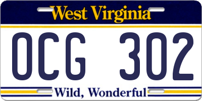 WV license plate OCG302