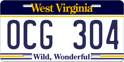 WV license plate OCG304