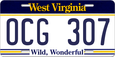 WV license plate OCG307