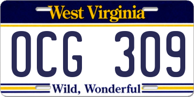 WV license plate OCG309