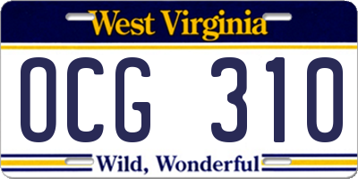 WV license plate OCG310