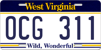 WV license plate OCG311