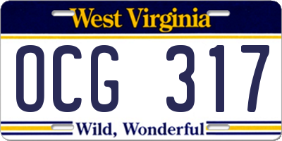WV license plate OCG317