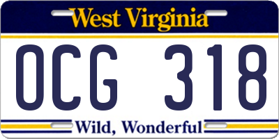 WV license plate OCG318