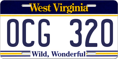 WV license plate OCG320