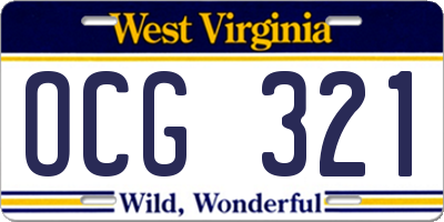 WV license plate OCG321
