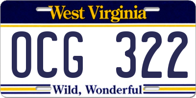 WV license plate OCG322