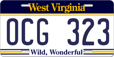 WV license plate OCG323