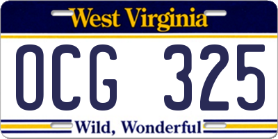 WV license plate OCG325