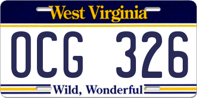 WV license plate OCG326