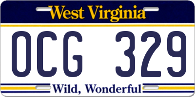 WV license plate OCG329