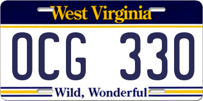 WV license plate OCG330