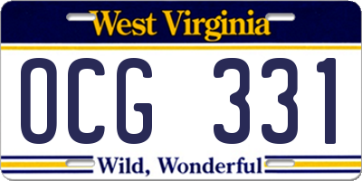 WV license plate OCG331