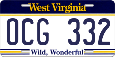 WV license plate OCG332