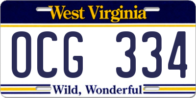 WV license plate OCG334