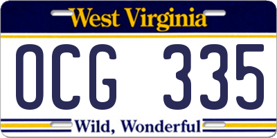 WV license plate OCG335