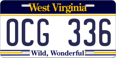 WV license plate OCG336