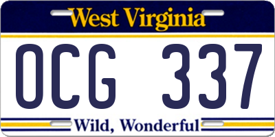 WV license plate OCG337