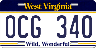 WV license plate OCG340