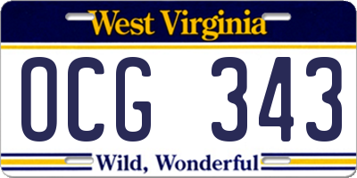 WV license plate OCG343