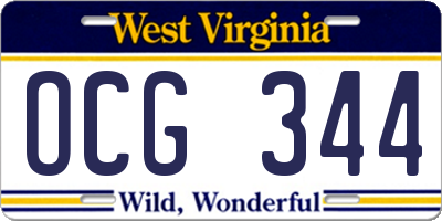WV license plate OCG344