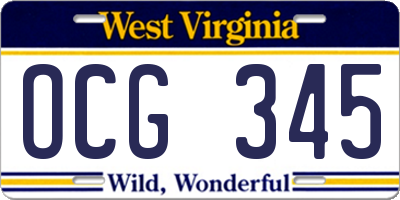 WV license plate OCG345