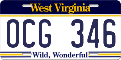 WV license plate OCG346