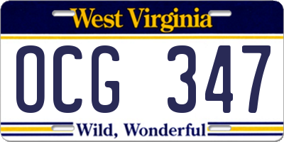 WV license plate OCG347