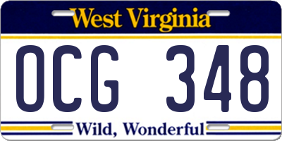 WV license plate OCG348