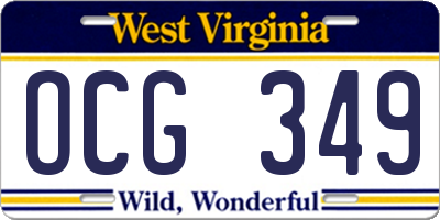 WV license plate OCG349