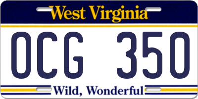 WV license plate OCG350