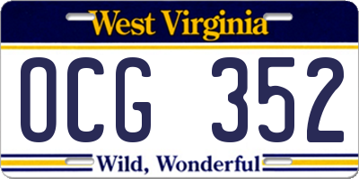 WV license plate OCG352