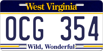 WV license plate OCG354