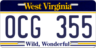 WV license plate OCG355