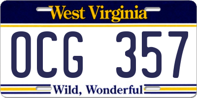 WV license plate OCG357