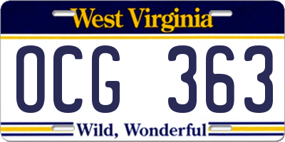 WV license plate OCG363