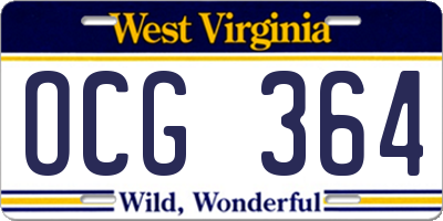 WV license plate OCG364