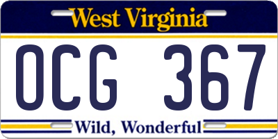 WV license plate OCG367