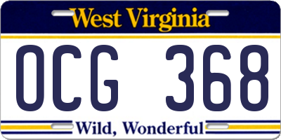 WV license plate OCG368
