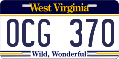 WV license plate OCG370