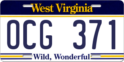 WV license plate OCG371