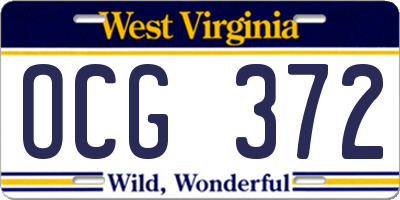 WV license plate OCG372