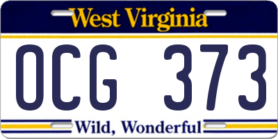 WV license plate OCG373