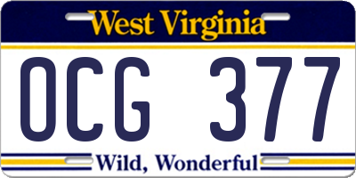 WV license plate OCG377